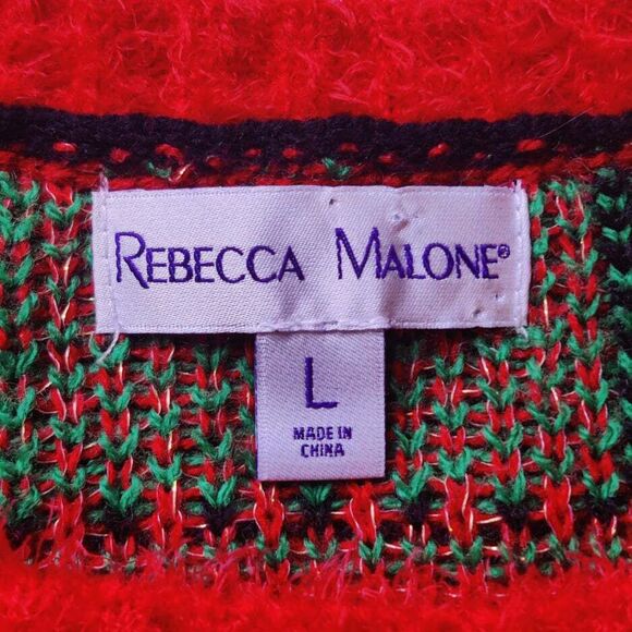Gingerbread Man Plaid Sequins Ugly Christmas Sweater Womens L Rebecca Malone - Picture 5 of 8